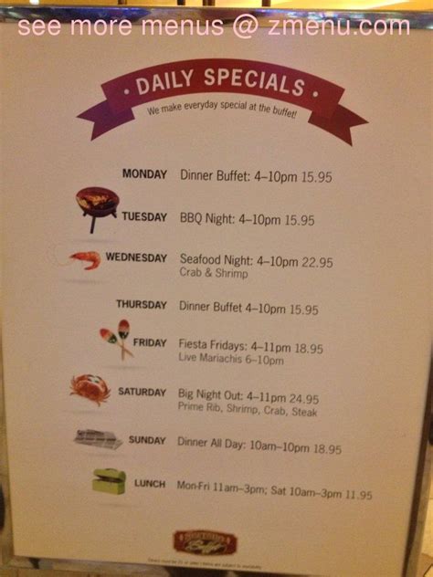 Serrano Buffet Menu Prices at 777 San Manuel Blvd, Highland, .